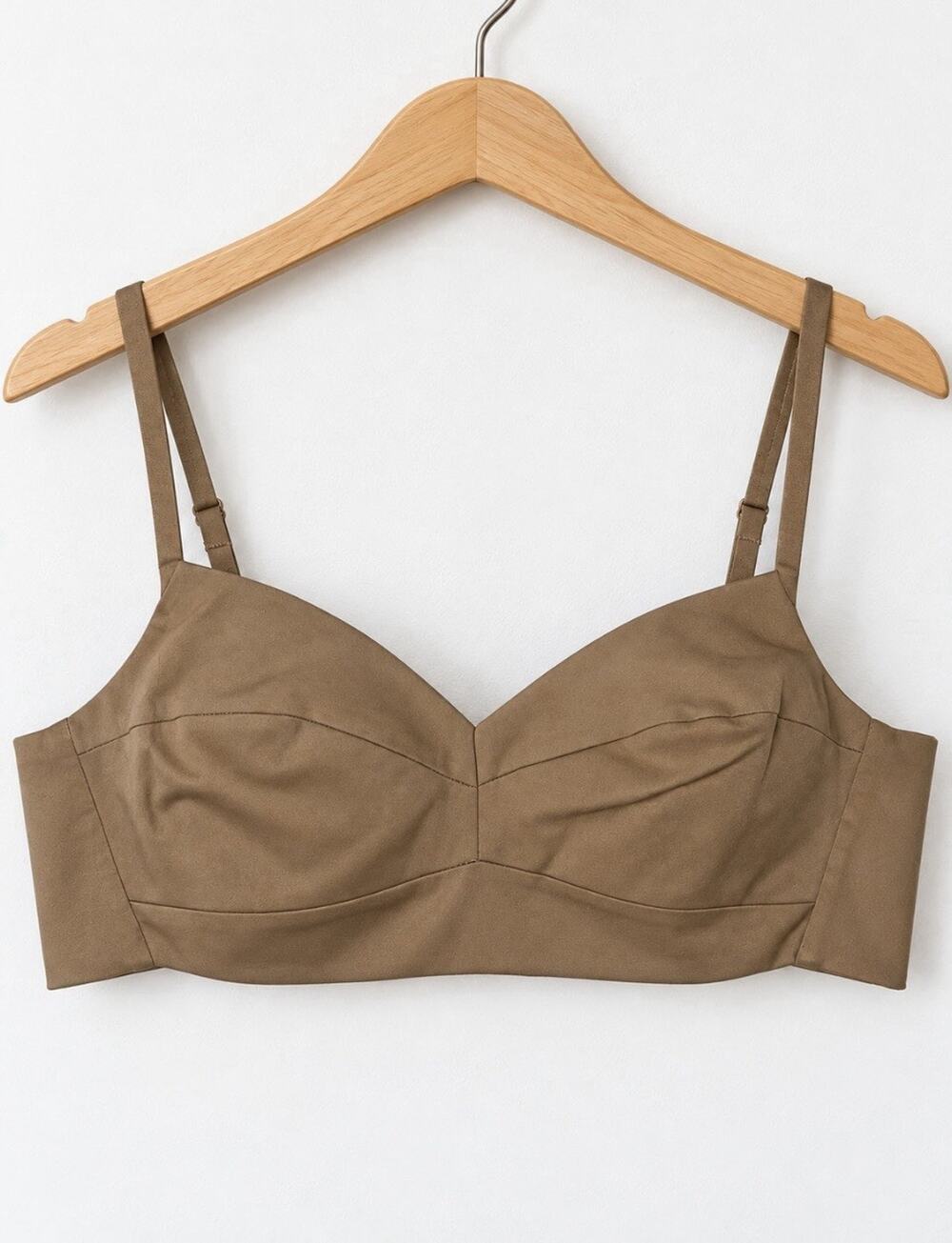 Scanlan Theodore Sateen Bralette Camel Size 8 NWT $250 Cotton Crop Top H4234038